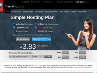 Screenshot of tierrahost.com